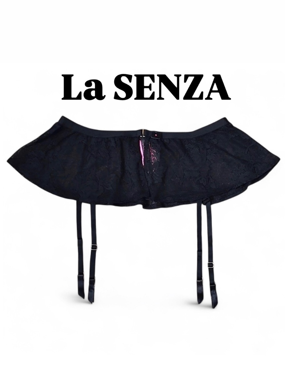 BNWT La SENZA Black Lace Garter Skirt Lingerie